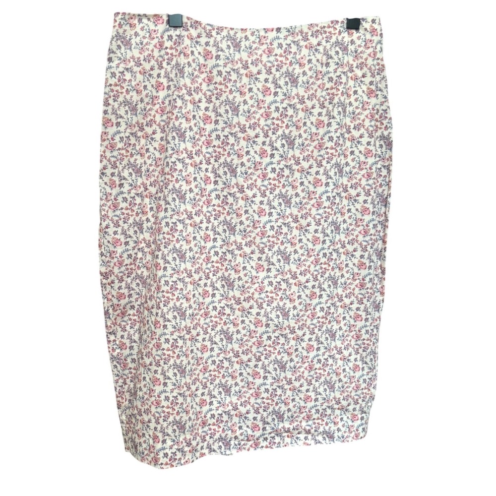 Antonio Melani Cotton Pencil Skirt Floral Ditsy Print 6‎ Cream Pink Cottagecore